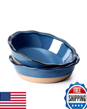 NUTRIUPS 6.5" Ceramic Mini Pie Pans Set of 2, Pot Pie Baking Dishes, Small
