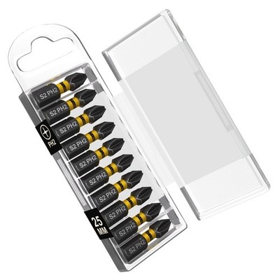 SabreCut 10tlg 25mm PH2 Magnet Schlagbohrschrauber Schraubendreher Bits Set Box
