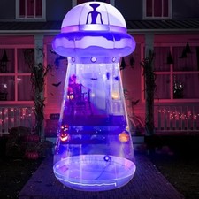 Halloween Inflatable UFO Decoration 9 FT Tall Giant Halloween Blow Ups UFO Alien