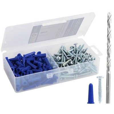 Concrete Anchors and Screws Kit, 201PCS Drywall Anchor Screws, 100PCS #10-12 ...