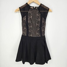 Mind Code Black Tan Mini Romper Dress Lace Small Whimsigoth Sexy Party Cocktail