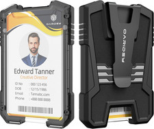 Heavy Duty Leather ID Badge Holder Portable Wallet with Clip for Cards  Cash