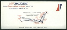 National Airlines Charge-All airline Credit Card Application mailer 1960s