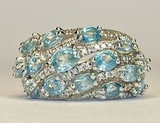 Designer Stauer Sterling Silver Blue Topaz Cl...