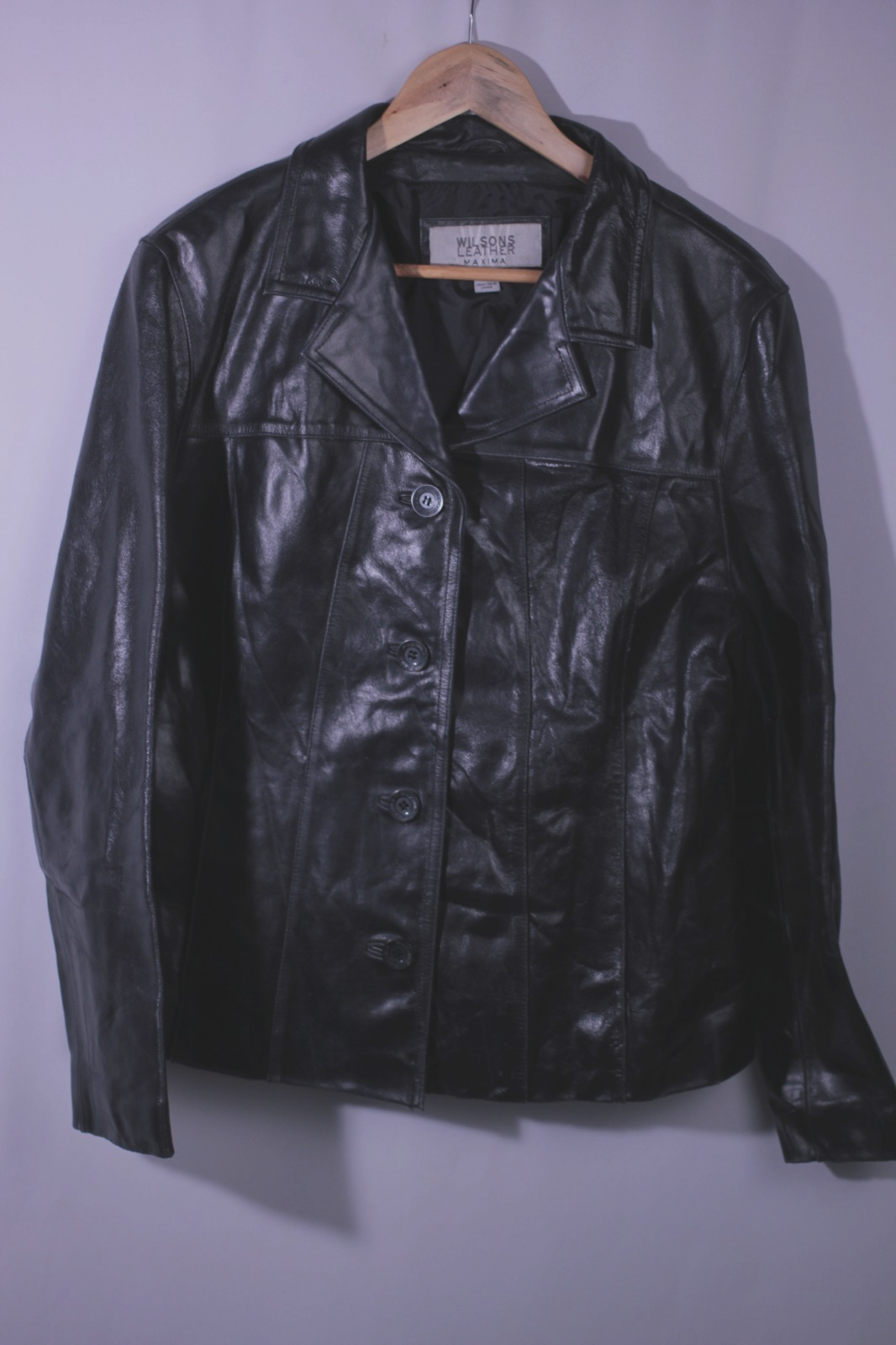 wilsons leather maxima sz xl womens button down black leather y2k preppy jacket