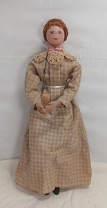 Hand Carved Jointed Wood Doll 14" Pioneer, Victorian, Kindle Nook, Lebanon NH