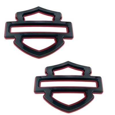 #ad 2Pc Custom Tank Emblems Black Red Double Layer 5 or 6 gal tank CVO $51.00