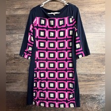 Banana Republic Long Sleeve Dress with Pink and Navy Squares