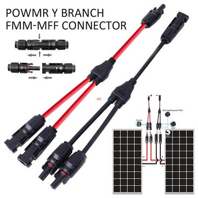 1 Pair Solar Panel Y Branch Connector Cable PV Parallel Cable Connector Adapter