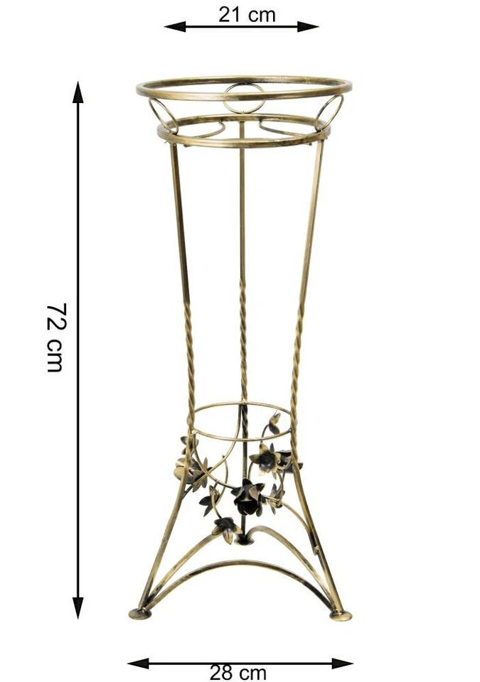Blumenständer Metall gold antik Blumentopfständer Patiniert Pfllanzenständer - Bild 2 von 4