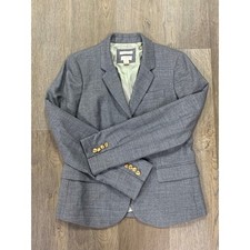 J.Crew Schoolboy Blazer Gray Wool Blend Gold Crest Button Jacket 92480 Size 8