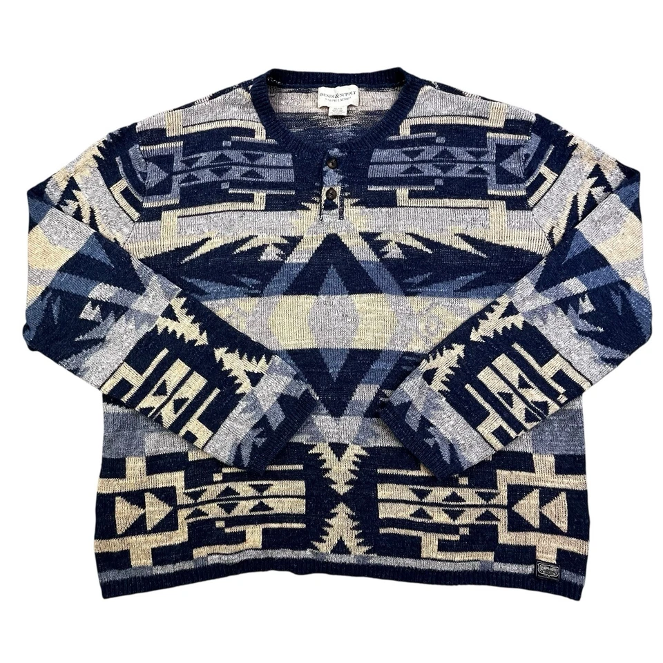 Suéter Denim & Supply Ralph Lauren Henley XXL Tejido Navajo Azteca Suroeste Foto 2 de 4