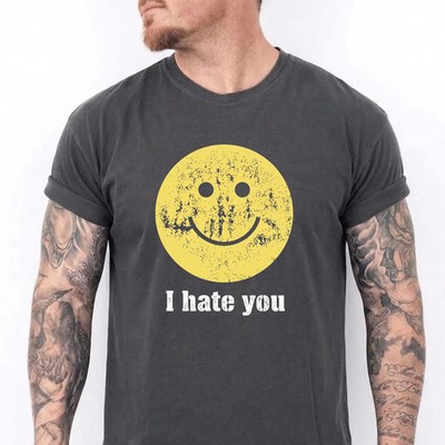 I Hate You Retro Vintage Yellow Happy Smile Face I Hate You T-Shirt