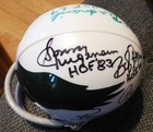 5 Eagles HOF signed mini helmet - Jurgensen, Bednarik, McDonald, Pihos, Brown — photo 2