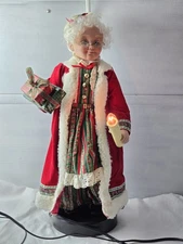 Vintage 1990's Santa's Best Animated Illuminated Mrs Claus Clause Figure *TESTED