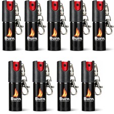 9 PACK BURN Pepper Spray Keychain for Self Defense 1/2oz Keyring Clip