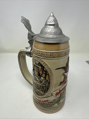 ANHEUSER BUSCH BUDWEISER   E'' SERIES LMITED EDITION CERAMIC BEER STEIN WITH LID