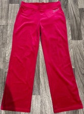 Vintage Y2K Juicy Couture Wide Leg Sweats Track Pant Pink Velour Women Size M