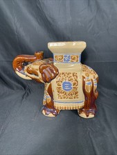 Ancien vintage éléphant céramique porte plante émaillé et craquelé Porte Bonheur