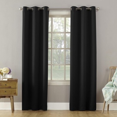 Sun Zero Becca Energy Efficient Grommet Curtain Panel, 40'' x 63'', Black