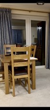 Solid Oak wood Dining Table and Chairs Set 4- Extendable 