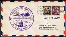 STAMPS US COVER 1931 FIRST FLIGHT AIR MAIL AM 20 LITTLE ROCK ARKANSAS