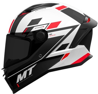 MT Stinger 2 Zivze - A5 Gloss Black/White/Red Motorcycle Helmet