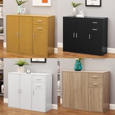 Wooden Sideboard Storage Cupboard Living Room Cabinet with 3 Doors and 2 Drawers