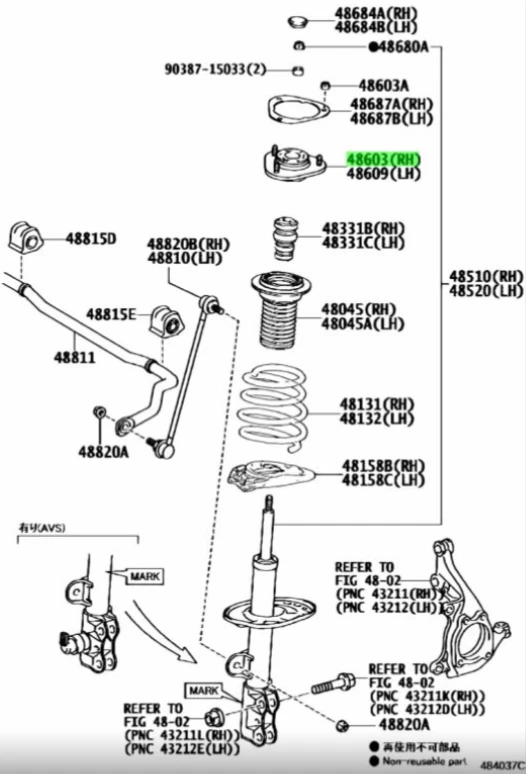 Soporte de suspensión delantera derecha/izquierda Toyota Lexus genuino NX300H OEM 48609-78010 Foto 4 de 4