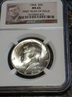 1964 KENNEDY HALF DOLLAR  NGC  MS65