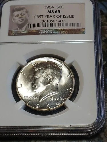 1964 KENNEDY HALF DOLLAR  NGC  MS65