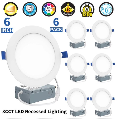 Recessed Lighting 6 Inch, Ultra-Thin LED Ceiling Lights, 3CCT Canless Downlight - Picture 18 of 24