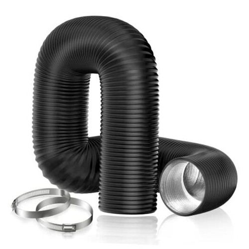 4" x 8FT Aluminum Foil Insulated Flexible Duct, Dryer Vent Hose 4 x 8 FT Black
