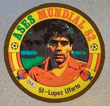 Soccer Sticker Card #51 Lopez Ufarte Ases Mundiales Mundial 1982 Futbol Reyauca