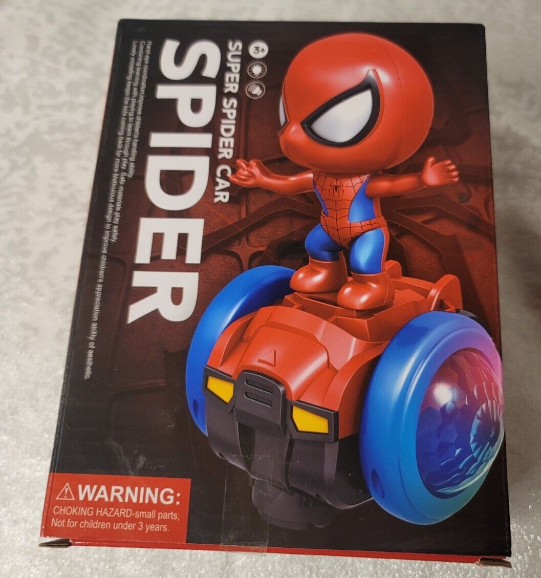 super spider car Spiderman Figurine cool light 360 Rotation new | eBay