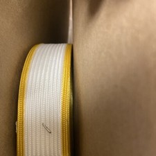 Rice Flat Braid- White Stripe With Yellow Edges - 1-1/4โ - 14 Yards- Made In USA