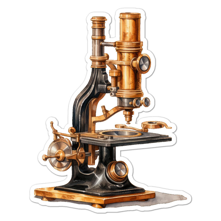 Compound Microscope Sticker Antique Microscope, Vinyl Decal Sticker, Indoor Outdoor, 3 Sizes, #9747 ...