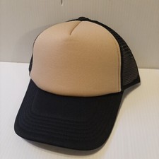  NEW KHAKI  BLACK BLANK PLAIN HAT / CAP MESH TRUCKER STYLE