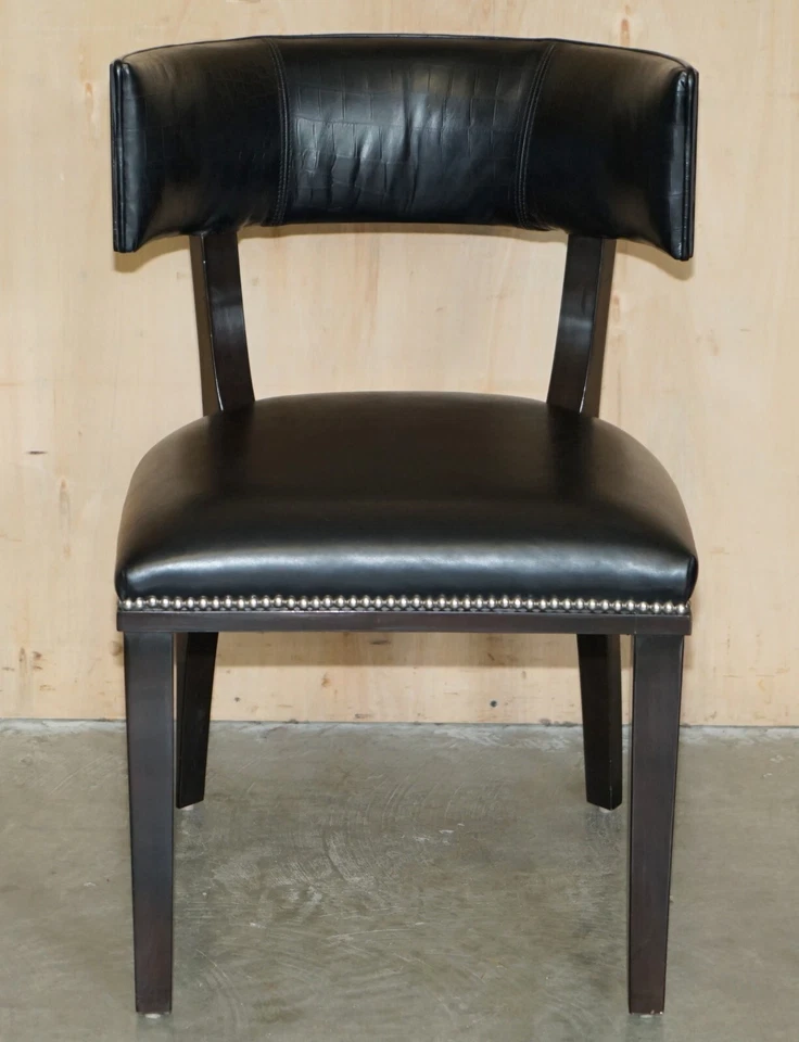 FOUR RALPH LAUREN MACASSAR EBONY CROCODILE LEATHER CLIVEDON DINING CHAIRS - Image 4 of 4