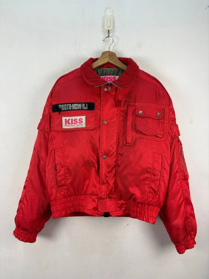 Vintage KISS RACING TEAM biker jacket bomber protector riders Men Size Large - Image 4 of 4