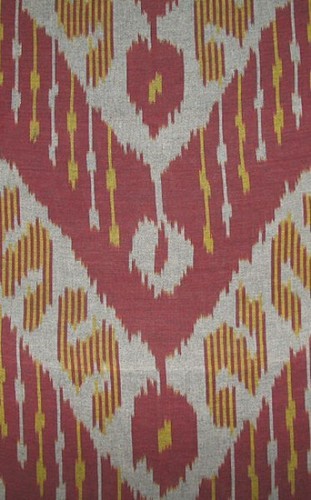 11 Yard HAND MADE UZBEK Natural 100% COTTON IKAT FABRIC # 5671 - Picture 4 of 5