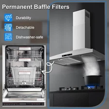 Zomagas 30"Stainless Steel Wall-Mounted Kitchen Range Hood Gesture/Touch Control