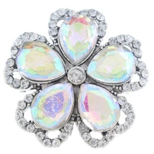 Snap Jewelry Rhinestone Flower Silver Base 18-20mm Fits Ginger Charm Accessory