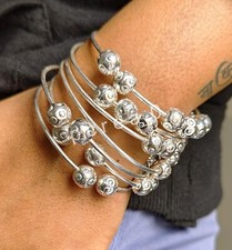 5 PCs. 925 Sterling Silver bangles, Adjustable bangle 10MM Ball Design bangle U3