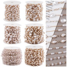 1Meter Beaded Chain Imitation Pearl Necklace Accessories DIY Jewelry