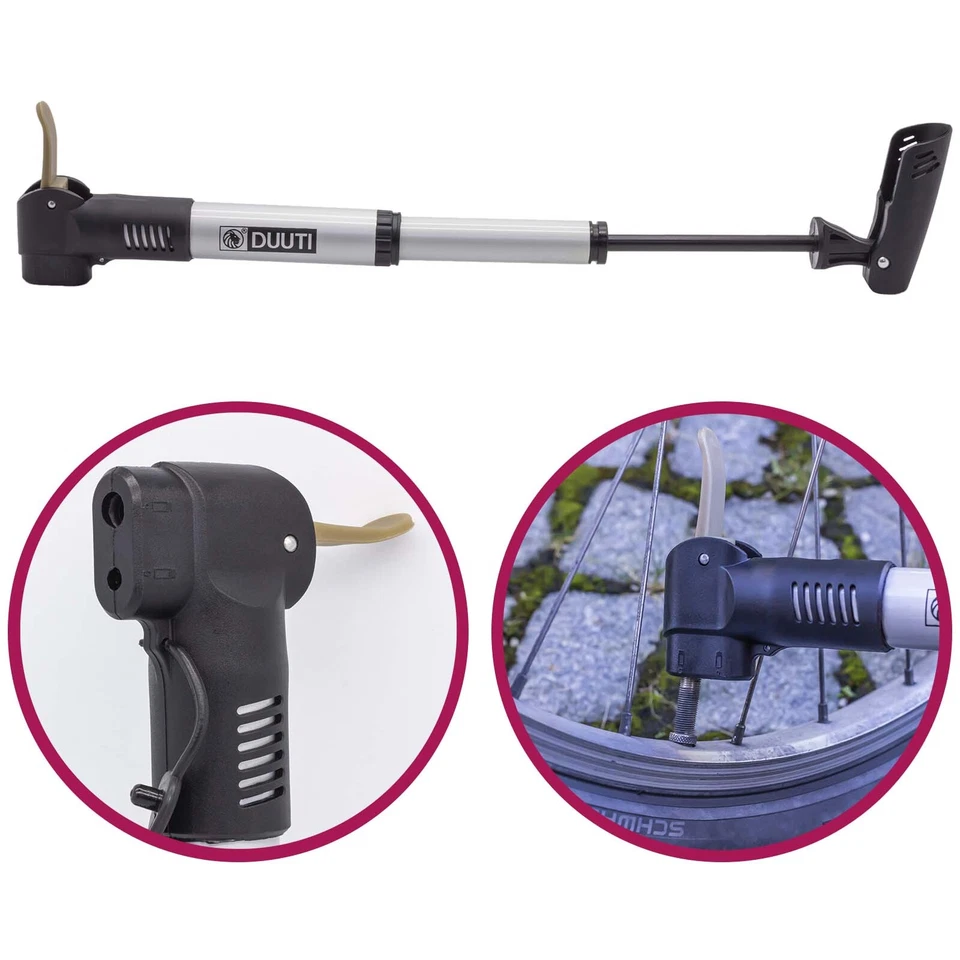 Fahrrad Mini Pumpe Luft Handpumpe Doppel Kopf Bike AV DV SV Auto Dunlop Ventil - Bild 2 von 3