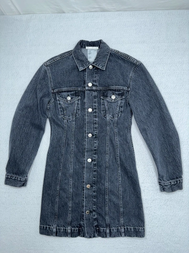 Helmut Lang Chaqueta Denim Unisex Mujer Mediana Hombre XS 33" Largo Jean Abrigo Italia Foto 2 de 4