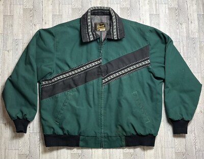 Vintage David James Aztec Jacket Green Blanket Lined Made In