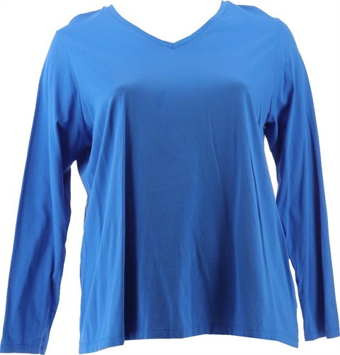Lands' End V-Neck Tee Shirt Blue Brook 
