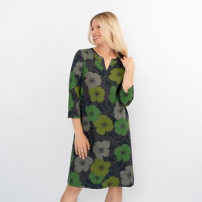Seasalt Womens Dress Green Floral Dawn Light Knee Length Lined Size 8 10 